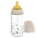 Детская стеклянная бутылочка для кормления ребенка с широкой горловиной и латексоной соской 240мл NIP "Вишенька Зелена Серия" "Д" (35112) (SB)