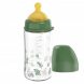 Детская стеклянная бутылочка для кормления ребенка с широкой горловиной и латексоной соской 240мл NIP "Вишенька Зелена Серия" "X" (35118) (SB)