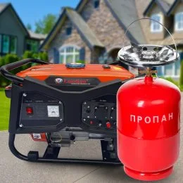 Бензиновий однофазний генератор з мідною обмоткою Luotian R4500 на 4,5 кВт + газовий балон 12л червоний в подарунок