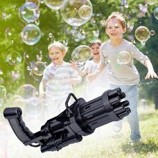 Електричний іграшковий кулемет для створення мильних бульбашок Gatling, пістолет Electric bubble gum Чорний/11700/509