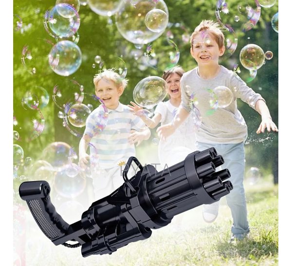 Электрический игрушечный пулемет для создания мыльных пузырей Gatling, пистолет Electric bubble gum Черный/11700/509