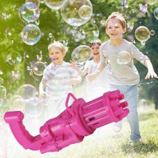 Електричний іграшковий кулемет для створення мильних бульбашок Gatling, пістолет Electric bubble gum Рожевий/11700/509