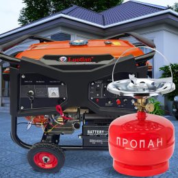 Бензиновый однофазный генератор с медной обмоткой для дома Luotian R6500 на 6,5 кВт + газовый баллон 5л красный в подарок