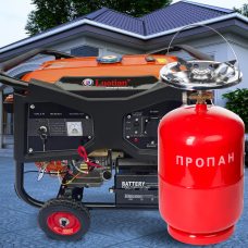 Бензиновий однофазний генератор з мідною обмоткою Luotian R6500 на 6,5 кВт + газовий балон 12л червоний в подарунок