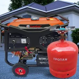 Бензиновый однофазный генератор с медной обмоткой для дома Luotian R6500 на 6,5 кВт + газовый баллон 12л  красный в подарок