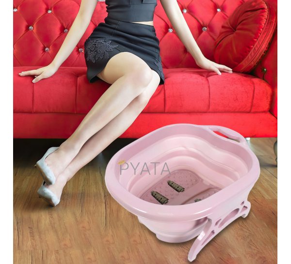 Складна ванна масажер для масажу ніг з роликами рожева/219