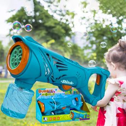 Дитяча іграшкова гвинтівка для запуску мильних бульбашок з ручкою 2 режими запуску 31см P81158 Блакитний (I24)