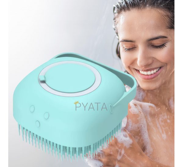 Силиконовая массажная щетка мочалка для ванны Silicone Massage Bath Brush Голубая (205)