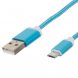 Зарядный кабель для зарядки и передачи данных в тканевой оплетке Micro-USB GOLD 1.5м Голубой (206)