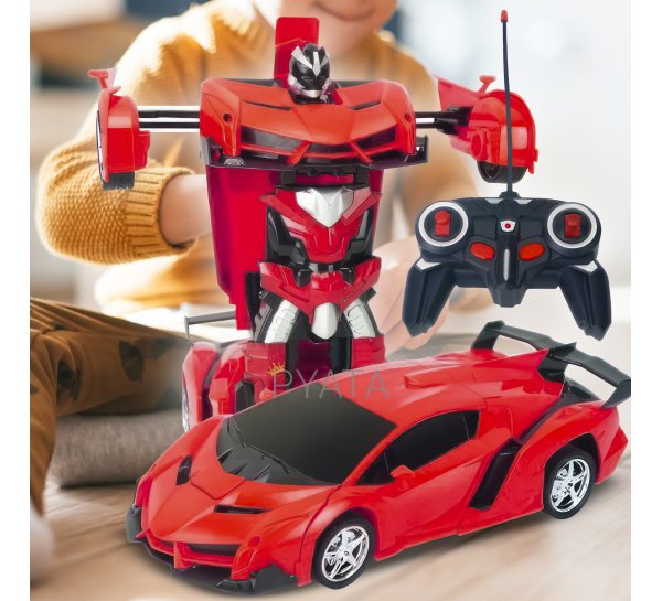 Дитяча іграшка радіокерована машинка-трансформер 2в1 Lamborgini Robot Car Size 1:18 Червоний (HA-120)