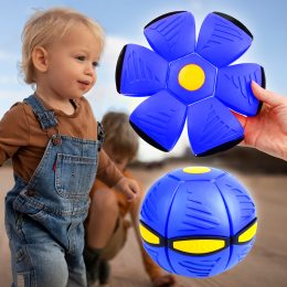 Складной светящийся игровой мяч-трансформер для фрисби и активных игр Flat Ball Disc Синий