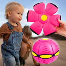 Складной светящийся игровой мяч-трансформер для фрисби и активных игр Flat Ball Disc Розовый