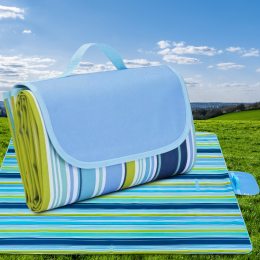 Складной водонепроницаемый коврик-сумка для пикника Slide 147x180 см Голубой в полоску