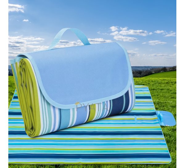 Складной водонепроницаемый коврик-сумка для пикника Slide 147x180 см Голубой в полоску