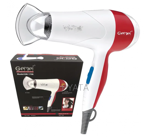 Мощный фен для укладки волос 2 режима обдува Gemei GM-1708