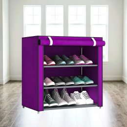 Полиця для взуття Shoe Rack and Wardrobe B-4 60х30х72 см Фіолетова (3 полиці, 9 пар взуття)