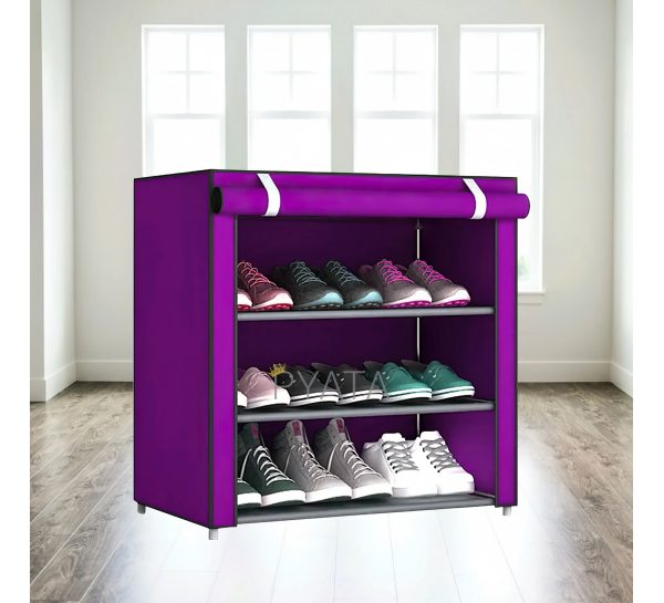 Полиця для взуття Shoe Rack and Wardrobe B-4 60х30х72 см Фіолетова (3 полиці, 9 пар взуття)