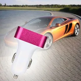 Авто зарядка АЗУ 2USB mini color Розовый 