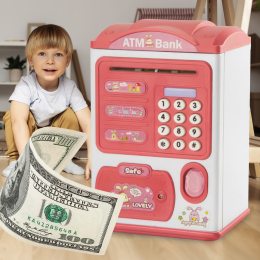 Детский электронный сейф-копилка с купюроприемником и датчиком отпечатков пальца LSB6709 Розовая (626)