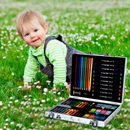 Великий дитячий набір для малювання у валізі 64 предмети Inspire children "Єдиноріжки"