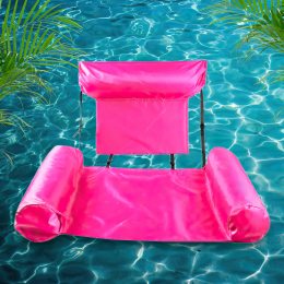 Надувное складное кресло матрас Inflatable Floating Bed Розовый