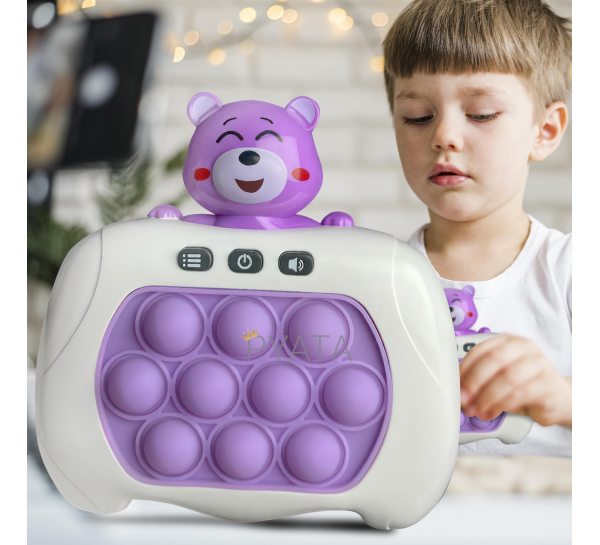 Дитяча електронна розвиваюча ігрова консоль-головоломка поп іт Quick Push Care Bears №221В Фіолетовий (КК)