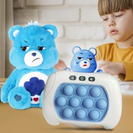 Детская электронная развивающая игровая консоль-головоломка поп ит  Quick Push Care Bears №221В + мягкая игрушка Мишка Care Bears Голубой (КК)