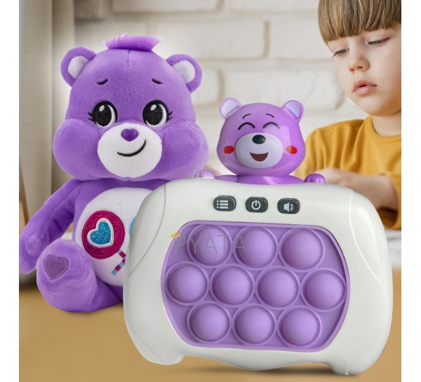 Дитяча електронна розвиваюча ігрова консоль-головоломка попіт Quick Push Care Bears №221В + м'яка іграшка Ведмедик Care Bears Фіолетовий (КК)