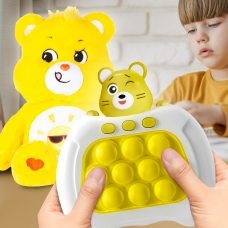 Детская электронная развивающая игровая консоль-головоломка поп ит  Quick Push Care Bears №221В Желтая + мягкая игрушка Мишка Care Bears Желтая (КК)