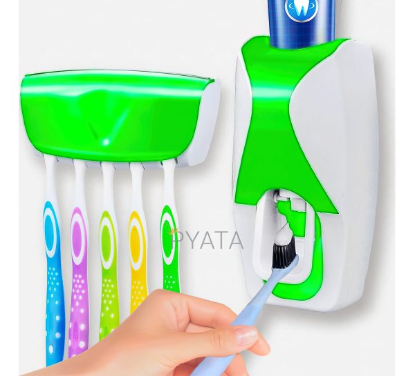 Дозатор зубной пасты + держатель для щеток зеленый/205