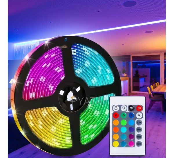 Світлодіодна RGB стрічка з пультом керування 16 кольорів підсвітки LED RGB 5050 SF-16 (259)