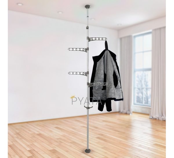 Вертикальна телескопічна пружинна вішалка-сушарка від підлоги до стелі Hanger Floor To Ceiling Ciрий (В)