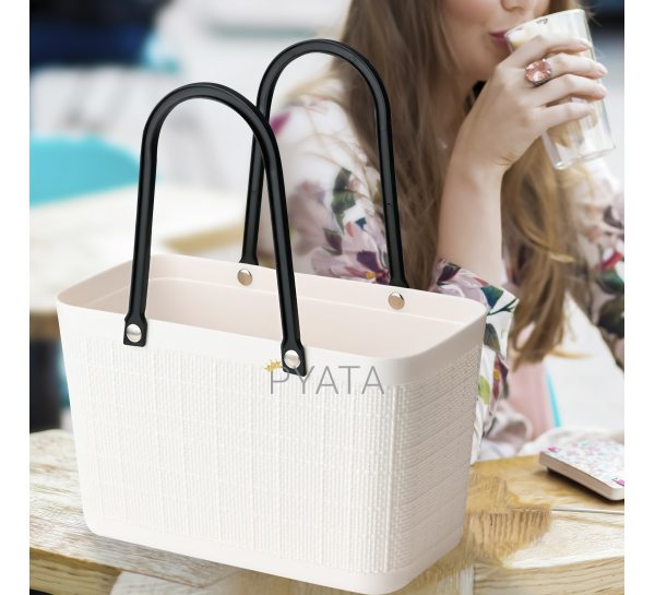 Пластикова квадратна сумка-кошик для пікніка та продуктів PET 50208-0156 Велика Біла (WAN)