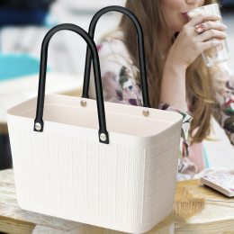 Пластикова квадратна сумка-кошик для пікніка та продуктів PET 50208-0155 Средня Біла (WAN)