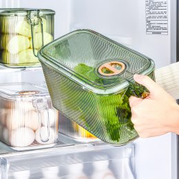 Кухонный пластиковый контейнер-органайзер для хранения продуктов в холодильнике с крышкой 50208-0037 Зеленый (WAN)