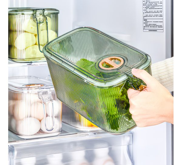Кухонний пластиковий контейнер-органайзер для зберігання продуктів у холодильнику з кришкою 50208-0037 Зелений (WAN)