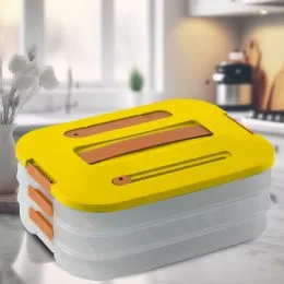 Кухонный тройной контейнер для замораживания и хранения продуктов 3 уровня 50208-0008 Желтый (WAN)