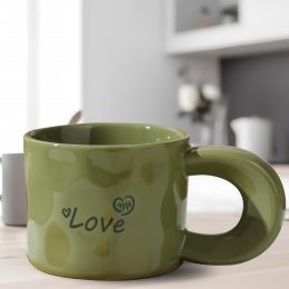 Керамічна чашка з малюнком та ручкою 0226 Зелений (WAN)