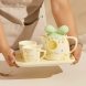 Керамический чайный набор из двух чашек и чайник 0213 Зеленый бант (WAN)