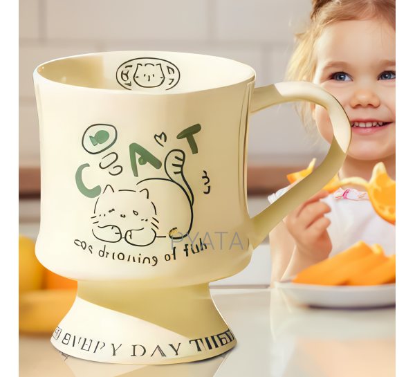 Керамическая чашка с надписью "Dog" и рисунком 0205 Кошка, Зеленый (WAN)