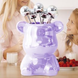Керамічна чаша набір для фондю зі шпашками Фіолетовий (WAN)