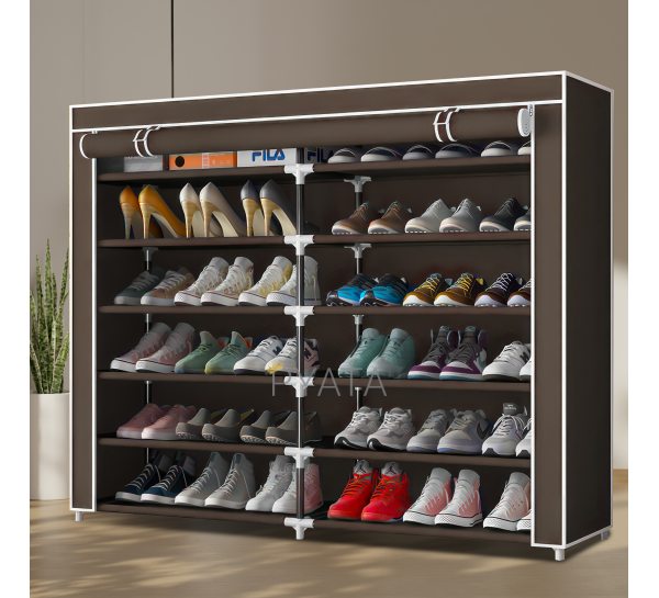 Складной тканевый шкаф-органайзер для хранения вещей и обуви на 12 секции T2712 Коричневый (N-3)