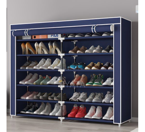Складной тканевый шкаф-органайзер для хранения вещей и обуви на 12 секции T2712 Синий (N-3)