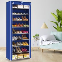 Складна тканинна шафа-органайзер для зберігання речей та взуття на 30 пар Shoe Cabinet Shoe rack 9 полиць HY8806-10 Синій (NM-4)