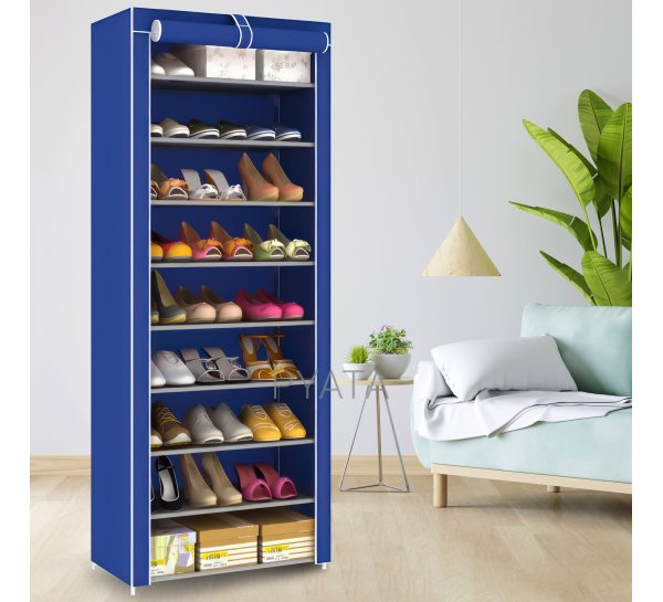 Складной тканевый шкаф-органайзер для хранения вещей и обуви на 30 пар Shoe Cabinet Shoe rack 9 полок HY8806-10 Синий (NM-4)