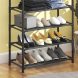 Напольная складная вешалка-стойка для обуви и одежды с полочками и крючками в прихожую 5 полочек New Multifunctional Shoe Черный (NM-5)