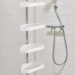 Угловая телескопическая полка-этажерка для ванной 4 яруса Multi Corner Shelf Белая (205)