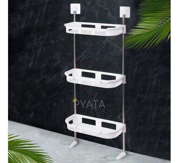 Полка стеллаж в ванную 3 яруса, 88х30х14,5см Portable Toilet And Bathroom Storage Rack/N-13