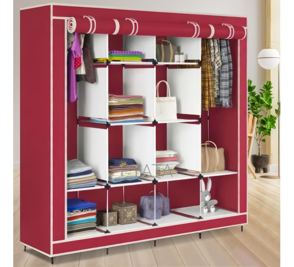 Складна мобільна універсальна каркасна шафа для одягу Storage Wardrobe 28170 на 4 секції Бордовий (N-1)