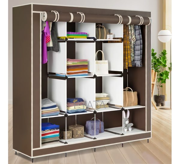 Складна мобільна універсальна каркасна шафа для одягу Storage Wardrobe 28170 на 4 секції Коричневий (N-1)